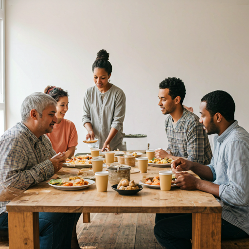 Community gathering for meal