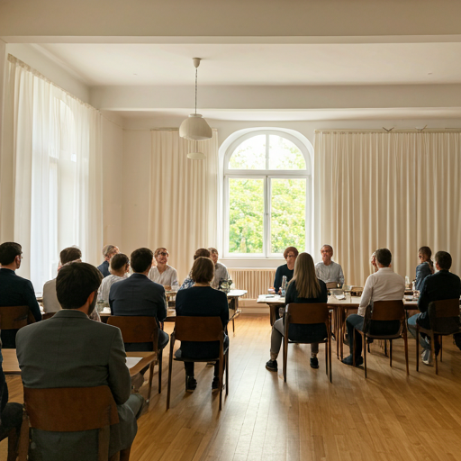 Community gathering in hall